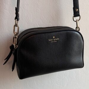 Kate Spade Black Pebbled Leather Crossbody Bag - genuine leather